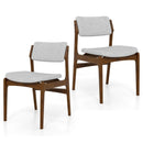 Modern Padded Dining Chairs with Rubber Wood Legs Set of 2-Brown by LJGDeals