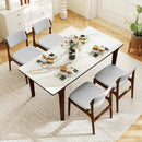 Modern Padded Dining Chairs with Rubber Wood Legs Set of 4-Brown by LJGDeals