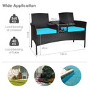 Modern Patio Conversation Set with Built-in Coffee Table and Cushions