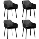 Modern Plastic Dining Chairs Set of 4 Kitchen Armchairs with Breathable Mesh Backrest-Black by LJGDeals