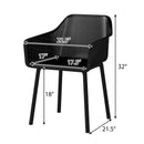 Modern Plastic Dining Chairs Set of 4 Kitchen Armchairs with Breathable Mesh Backrest-Black by LJGDeals