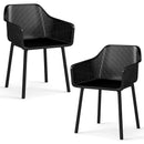 Modern Plastic Dining Chairs Set of 2 Kitchen Armchairs with Breathable Mesh Backres-Black by LJGDeals