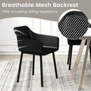 Modern Plastic Dining Chairs Set of 2 Kitchen Armchairs with Breathable Mesh Backres-Black by LJGDeals