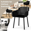 Modern Plastic Dining Chairs Set of 2 Kitchen Armchairs with Breathable Mesh Backres-Black by LJGDeals