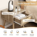 Modern Rattan Nightstand with Drawer and Solid Wood Legs for Bedroom and Living Room-Natural by LJGDeals
