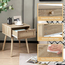Modern Rattan Nightstand with Drawer and Solid Wood Legs for Bedroom and Living Room-Natural by DirectDeals