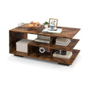 Rectangular Coffee Table with L-shaped Middle Shelf-White by DirectDeals