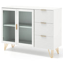Modern Sideboard Buffet Cabinet with 2 Doors and 3 Drawers for Living Room Dining Room-White by LJGDeals