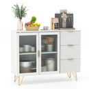 Modern Sideboard Buffet Cabinet with 2 Doors and 3 Drawers for Living Room Dining Room-White by LJGDeals