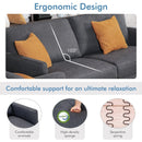 Modern Sofa Couch with Solid Metal Legs and Removable Backrest Cushion-Gray by LJGDeals