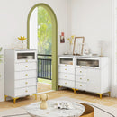 Chest of Drawers with Flip Up Fluted Glass Door for Bedroom Kitchen-Gray by LJGDeals