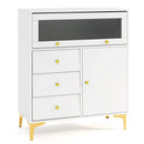 Chest of Drawers with Flip Up Fluted Glass Door for Bedroom Kitchen-Gray by LJGDeals