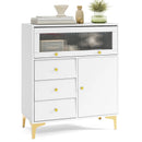 Chest of Drawers with Flip Up Fluted Glass Door for Bedroom Kitchen-Gray by LJGDeals