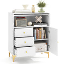 Chest of Drawers with Flip Up Fluted Glass Door for Bedroom Kitchen-Gray by LJGDeals