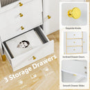 Chest of Drawers with Flip Up Fluted Glass Door for Bedroom Kitchen-Gray by LJGDeals