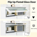 Chest of Drawers with Flip Up Fluted Glass Door for Bedroom Kitchen-Gray by LJGDeals