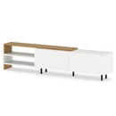 Modern TV Stand for 80 Inches TVs with Storage Shelves and Cabinets-White by LJGDeals