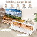 Modern TV Stand for 80 Inches TVs with Storage Shelves and Cabinets-White by LJGDeals