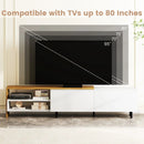 Modern TV Stand for 80 Inches TVs with Storage Shelves and Cabinets-White by LJGDeals
