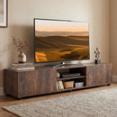 Modern TV Stand for up to 70" TVs Minimalist Entertainment Center with 2 Doors and Open Shelves-Rustic Brown by LJGDeals