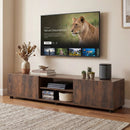 Modern TV Stand for up to 70" TVs Minimalist Entertainment Center with 2 Doors and Open Shelves-Rustic Brown by LJGDeals