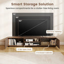 Modern TV Stand for up to 70" TVs Minimalist Entertainment Center with 2 Doors and Open Shelves-Rustic Brown by LJGDeals