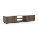 Modern TV Stand for up to 70" TVs Minimalist Entertainment Center with 2 Doors and Open Shelves-Rustic Brown by LJGDeals