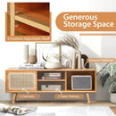 Modern TV Stand with Rattan Glass Sliding Doors by LJGDeals