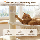 75.5" Tall Cat Tree with Sisal Posts, Hammock & Basket
