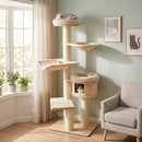 75.5" Tall Cat Tree with Sisal Posts, Hammock & Basket