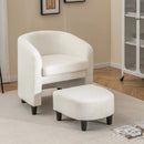 Modern Upholstered Barrel Teddy Velvet Chair with Ottoman by DirectDeals