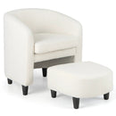 Modern Upholstered Barrel Teddy Velvet Chair with Ottoman by LJGDeals