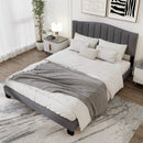 Modern Upholstered Bed Frame with Adjustable Vertical Channel Tufted Headboard-Queen Size by LJGDeals