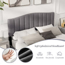 Modern Upholstered Bed Frame with Adjustable Vertical Channel Tufted Headboard-Queen Size