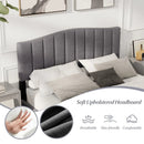 Modern Upholstered Bed Frame with Adjustable Vertical Channel Tufted Headboard-Queen Size by LJGDeals
