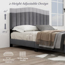 Modern Upholstered Bed Frame with Adjustable Vertical Channel Tufted Headboard-Queen Size