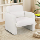 Modern Upholstered Chenille Accent Chair with Removable Lumbar Pillow-White by LJGDeals
