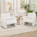 Modern Upholstered Chenille Accent Chair with Removable Lumbar Pillow-White by LJGDeals