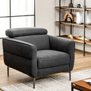 Modern Upholstered Single Sofa with Adjustable Headrest by LJGDeals