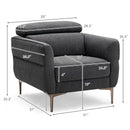 Modern Upholstered Single Sofa with Adjustable Headrest by DirectDeals