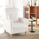 Modern Upholstered Sofa chair with Lumbar Pillow and Teddy Fleece Cover-White by LJGDeals