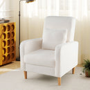 Modern Upholstered Sofa chair with Lumbar Pillow and Teddy Fleece Cover-White by LJGDeals