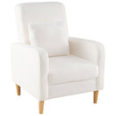 Modern Upholstered Sofa chair with Lumbar Pillow and Teddy Fleece Cover-White by LJGDeals