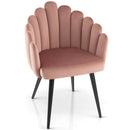 Modern Velvet Dining Chair with Metal Base and Petal Backrest by LJGDeals