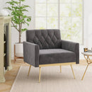 Modern Velvet Upholstered Accent Chair with Button-Tufted Back and Adjustable Feet by LJGDeals