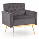 Modern Velvet Upholstered Accent Chair with Button-Tufted Back and Adjustable Feet by LJGDeals