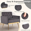 Modern Velvet Upholstered Accent Chair with Button-Tufted Back and Adjustable Feet by LJGDeals