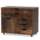 Modern Vertical 5-Drawer Mobile Chest with Door 5 Casters
