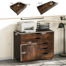 Modern Vertical 5-Drawer Mobile Chest with Door 5 Casters