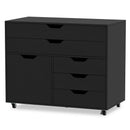 Modern Vertical 5-Drawer Mobile Chest with Door 5 Casters
